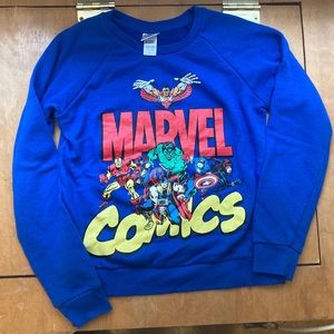 HP!🎉 Marvel Comics royal blue graphic crew neck